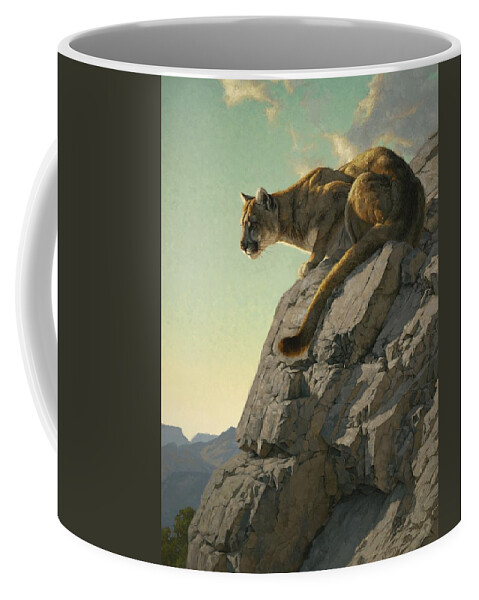 Cougar Coffee Mug featuring the painting The Surveyor by Greg Beecham