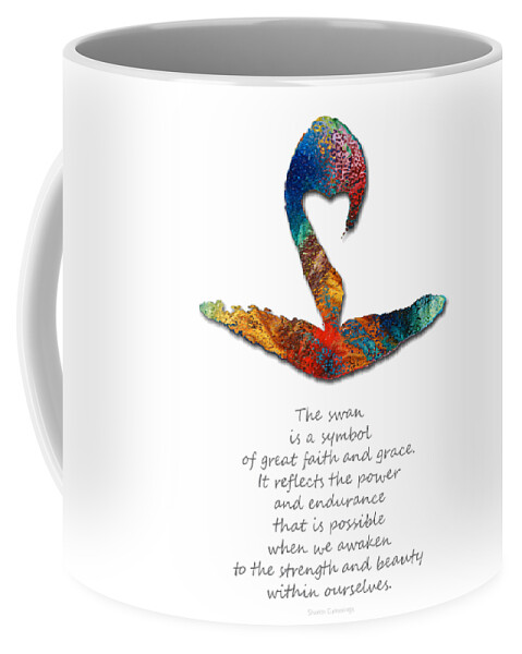 Swan Coffee Mug featuring the painting The Swan - Grace And Beauty Art - Sharon Cummings by Sharon Cummings