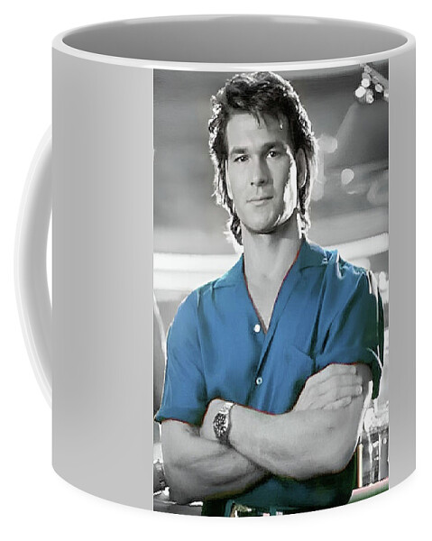 Patrick Swayze Coffee Mug featuring the digital art The Swayze Selective Color by Teresa Trotter