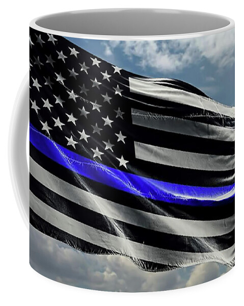 Law Enforcement Coffee Mug featuring the photograph The Thin Blue Line by D Hackett