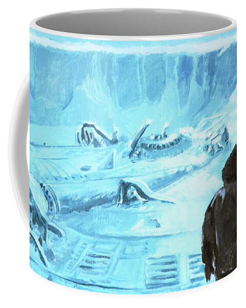 The Thing Coffee Mug featuring the painting The Thing - Discovery by Sv Bell