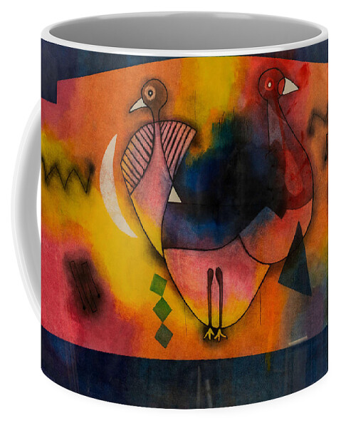 African Art. African Coffee Mug featuring the painting The Two Of Us by Winston Saoli 1950-1995