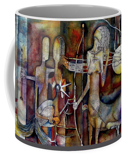 Abstract Coffee Mug featuring the painting The Unicorn Man by Speelman Mahlangu 1958-2004