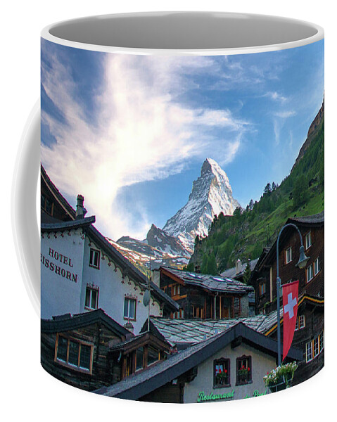 Blue Sky Coffee Mug featuring the photograph The Village of Zermatt, Switzerland by Matthew DeGrushe