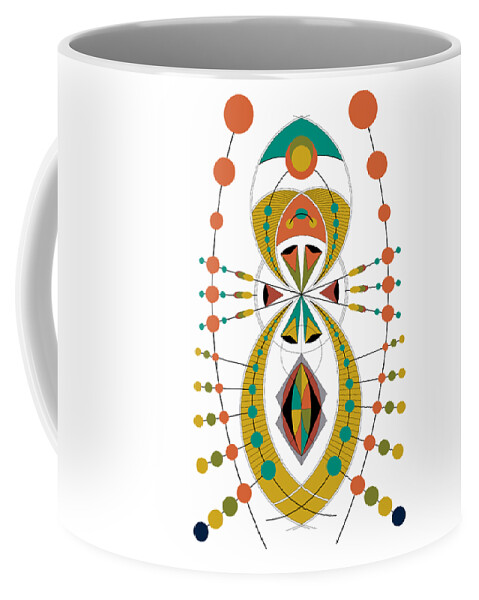 Mid Century Coffee Mug featuring the digital art The Visitor of Mid-Century with cream vertical line background by DB Artist