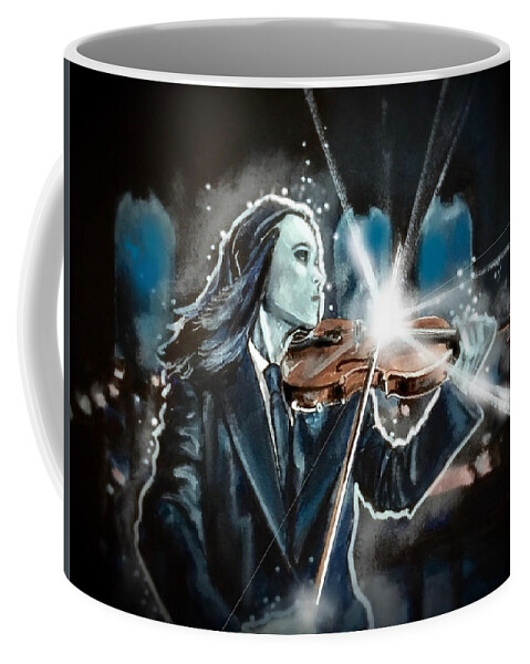 Umbrella Academy Coffee Mug featuring the painting The White Violin by Joel Tesch