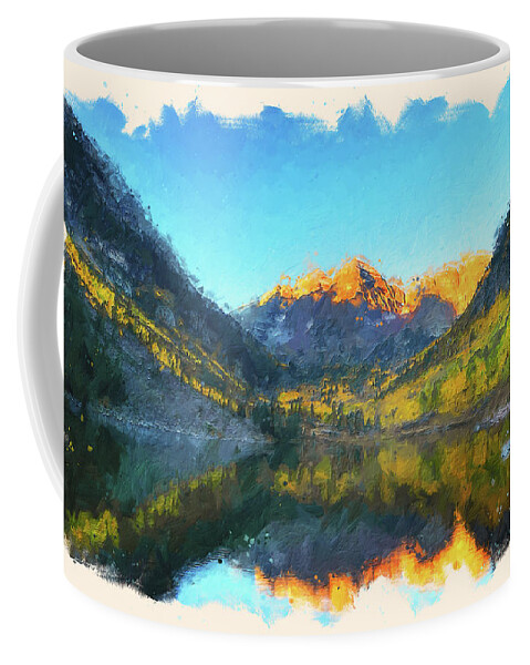 North Maroon Peak Coffee Mug featuring the painting The Wonderful Maroon Bells - 13 by AM FineArtPrints