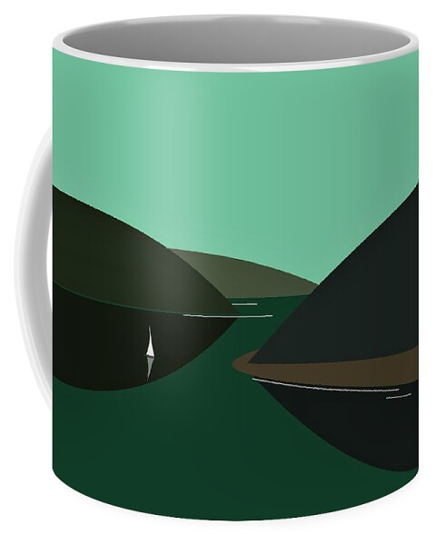 Yachting Coffee Mug featuring the digital art The Yacht by Fatline Graphic Art