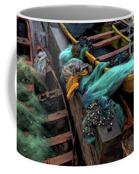Fishing Coffee Mug featuring the photograph The Yellow Boat by Wayne King