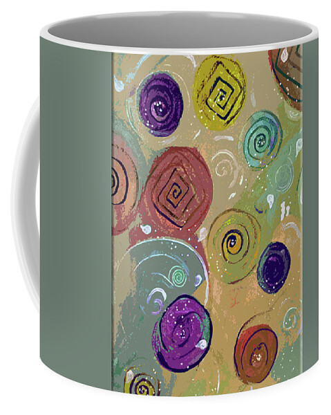 Yellow Coffee Mug featuring the painting The Yellow Spiral Abstract by Lisa Kaiser