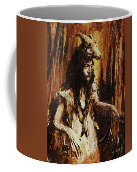 Girl Coffee Mug featuring the painting The Young Witch by Sv Bell