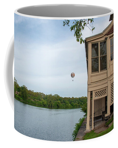 The Coffee Mug featuring the photograph The Zoo Balloon off Boathouse Row by Bill Cannon