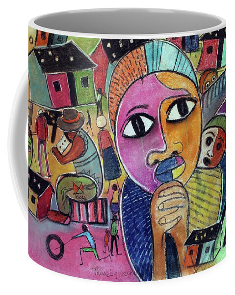 African Art Coffee Mug featuring the painting Thembisa by Eli Kobeli 1932-1999