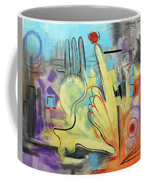 Abstract Coffee Mug featuring the painting They Stand Together Isaiah 48-13 by Anthony Falbo