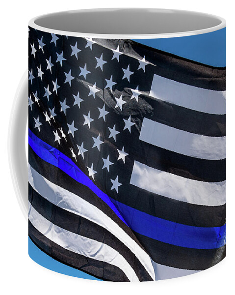Thin Blue Line Flag Coffee Mug featuring the photograph Thin Blue Line by Ed Taylor