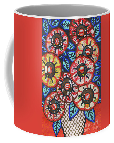Flowers In A Vase Coffee Mug featuring the painting Thinking Of You Bouquet by Amy E Fraser