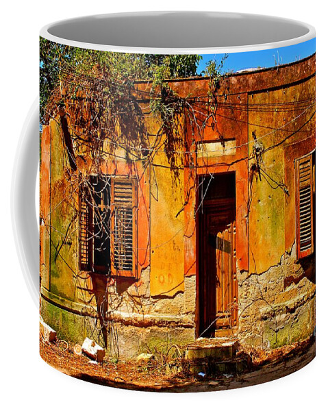 Old House Landscape Coffee Mug featuring the mixed media This Old Italian House by John DeGaetano