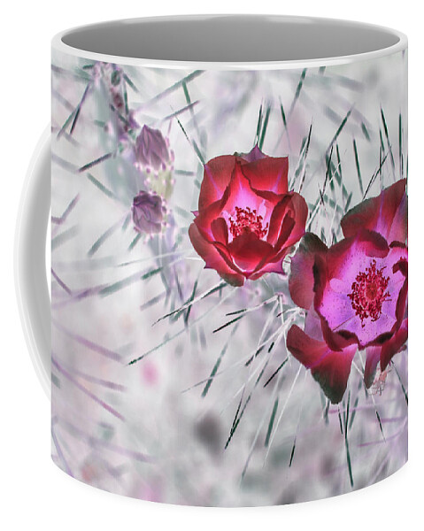 Cactus Coffee Mug featuring the photograph Thorny Situation in Red by Missy Joy