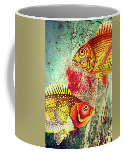 Fish Underwater Coffee Mug featuring the digital art Thoroughfare Two Fish in Transit by Lorena Cassady