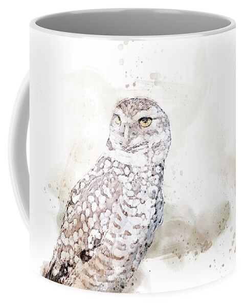 Burrowing Owl Coffee Mug featuring the digital art Those Eyes 2 by Jayne Carney