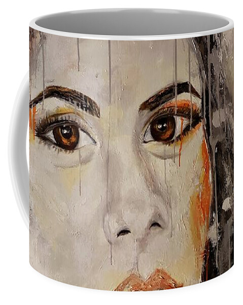 Face Coffee Mug featuring the painting Those eyes by Sunel De Lange