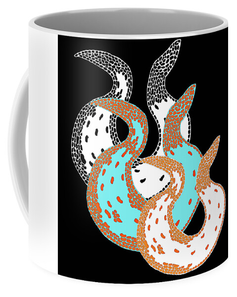 Curves Abstract Coffee Mug featuring the mixed media Three Curves Abstract by Lorena Cassady