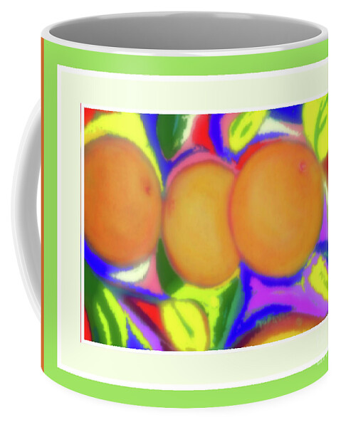  Coffee Mug featuring the pastel Three Oranges by Shirley Moravec