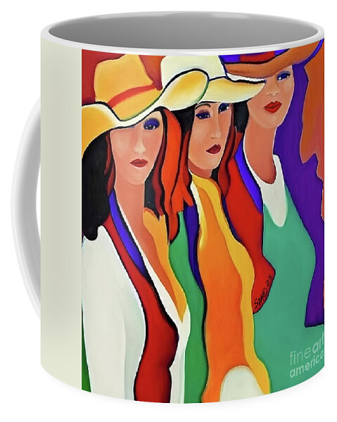 Figurative Coffee Mug featuring the digital art Three Texas Ladies by Stacey Mayer