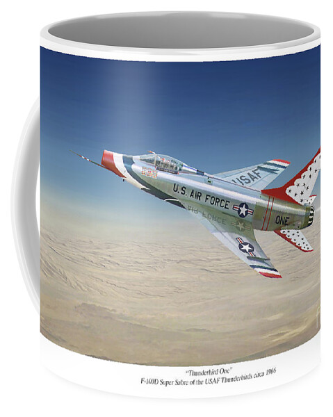 Aviation Art Coffee Mug featuring the painting Thunderbird One by Mark Karvon