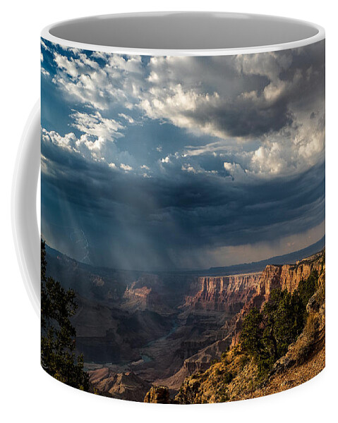 Grand Canyon Desert-view Thunderstorm Monsoon Rain Stone Tower Desert Fstop101 Coffee Mug featuring the photograph Thunderstorm at Grand Canyon's Desert View by Geno Lee