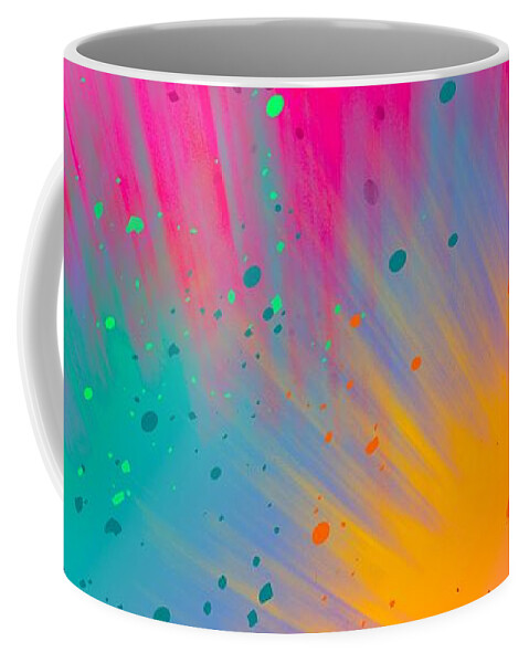 Colorful Coffee Mug featuring the digital art Tiara - Artistic Colorful Abstract Carnival Splatter Watercolor Digital Art by Sambel Pedes