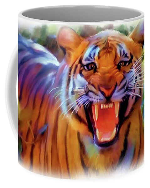 Tiger Coffee Mug featuring the painting Tiger Rage  by Joel Smith