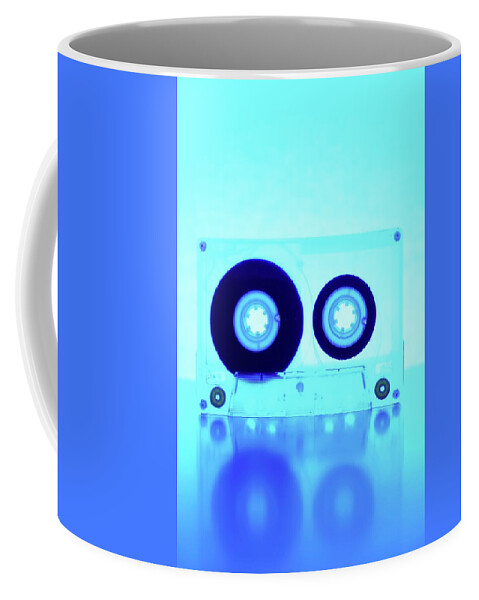 Cassette Coffee Mug featuring the photograph Tinted Blue Audio Cassette by Angelo DeVal