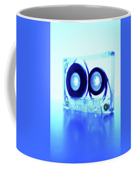 Cassette Coffee Mug featuring the photograph Tinted Blue Cassette by Angelo DeVal