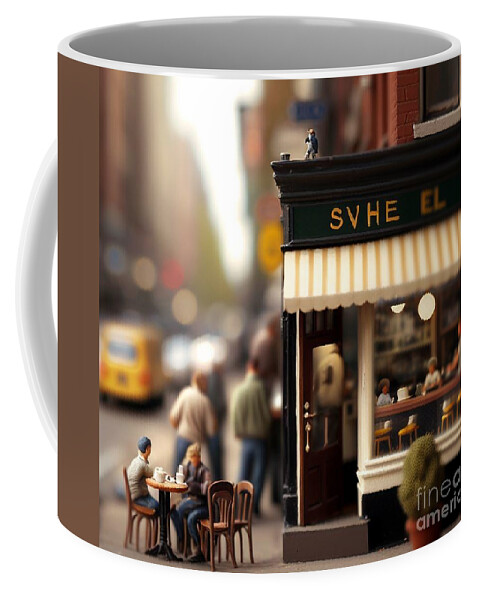 Coffee Mug featuring the mixed media Tiny City Coffee by Jay Schankman