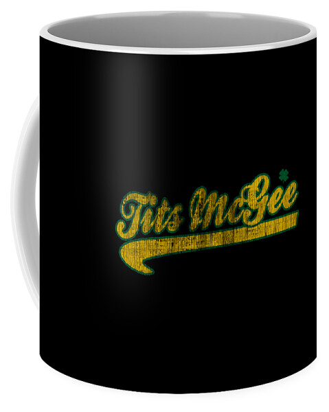 Funny Coffee Mug featuring the digital art Tits Mcgee Retro by Flippin Sweet Gear