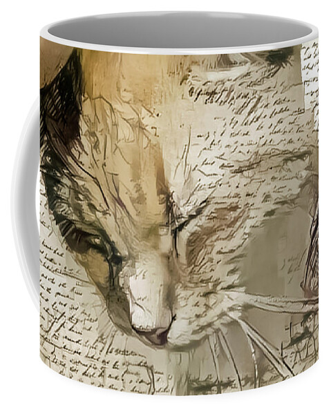 Cat Coffee Mug featuring the digital art Tittuff is doing good by Elaine Berger