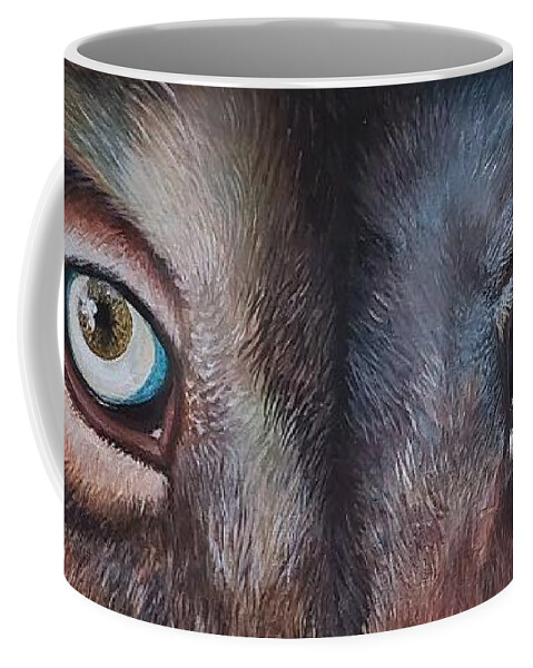 Wolf Coffee Mug featuring the painting To Conquer by Glory Fraulein Wolfe