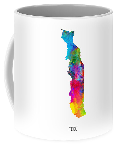 Togo Coffee Mug featuring the digital art Togo Watercolor Map by Michael Tompsett