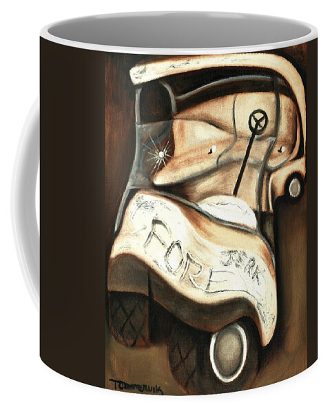 Golf Cart Coffee Mug featuring the painting Tommervik Abstract Golf Cart Art Print by Tommervik