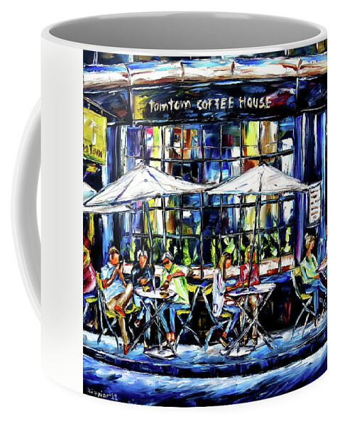 London Cafe Coffee Mug featuring the painting Tomtom Coffee House, London by Mirek Kuzniar