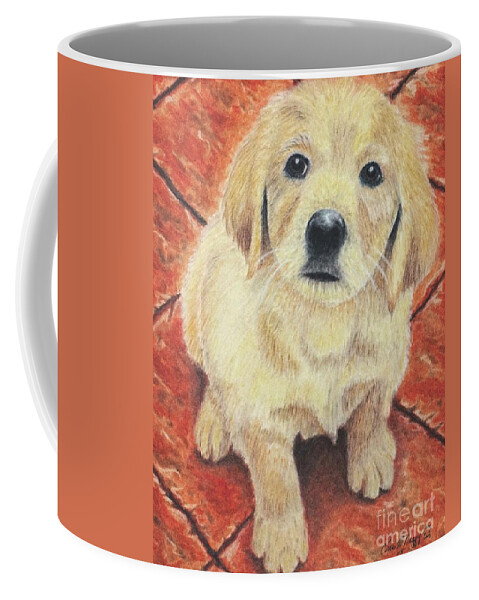 Wall Art Coffee Mug featuring the pastel Too Cute by Chris Naggy