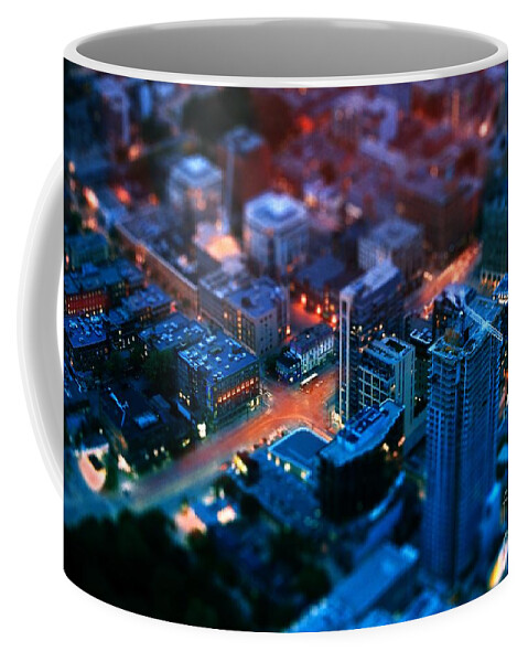 Cn Tower Coffee Mug featuring the photograph Toronto city by night crossroads Spadina avenue king street by Frederic Bourrigaud