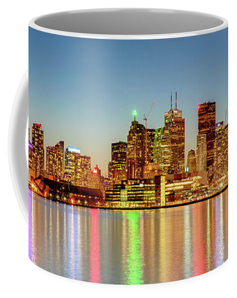 Toronto Coffee Mug featuring the photograph Toronto Skyline at Twilight Panorama by HawkEye Media