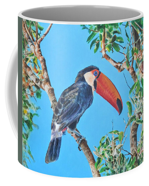 Toucan Coffee Mug featuring the painting Toucan by John Neeve