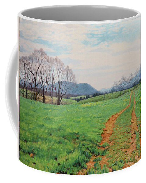 Country Road Coffee Mug featuring the painting Touch of Spring - Spring Landscape in Virginia by Bonnie Mason