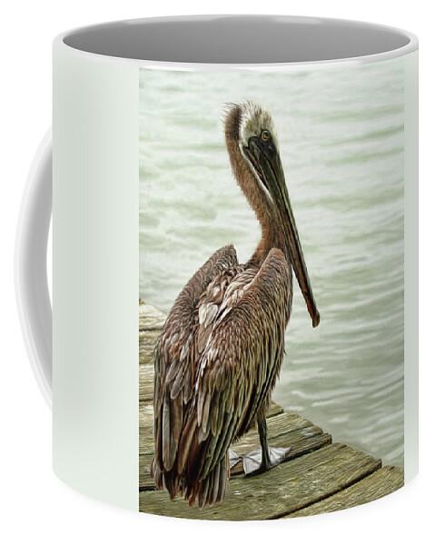 Pelican Coffee Mug featuring the photograph Tough Old Bird by Brad Barton