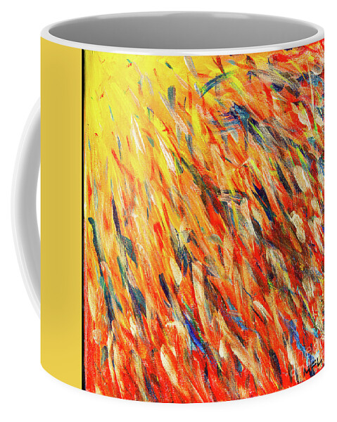 Abstract Coffee Mug featuring the digital art Toward The Light - Colorful Abstract Contemporary Acrylic Painting by Sambel Pedes