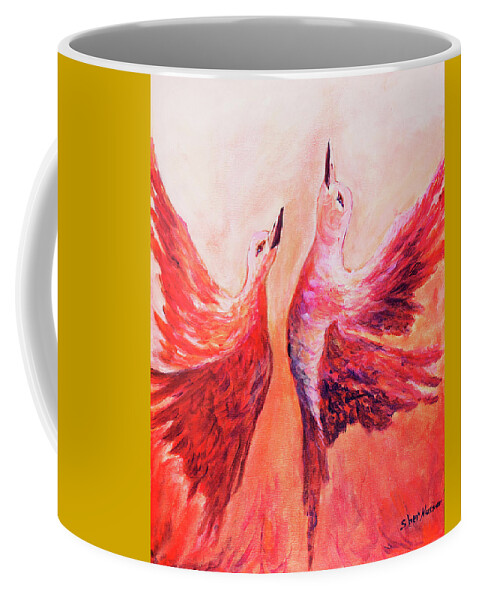 Art - Acrylic Coffee Mug featuring the painting Towards Heaven Canadian Geese by Sher Nasser