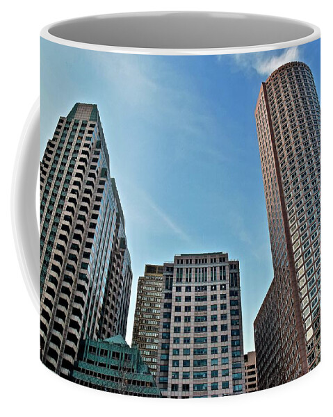 Boston Coffee Mug featuring the photograph Towering Overhead in Boston by Frozen in Time Fine Art Photography